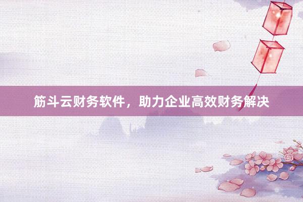 筋斗云财务软件，助力企业高效财务解决