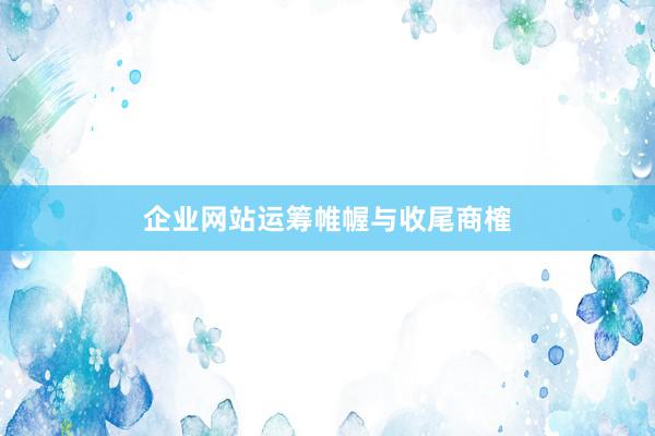 企业网站运筹帷幄与收尾商榷