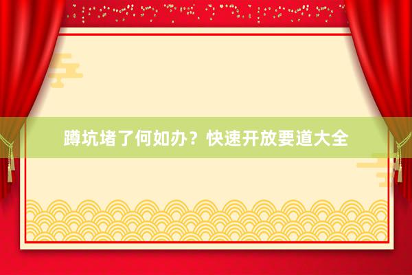 蹲坑堵了何如办？快速开放要道大全